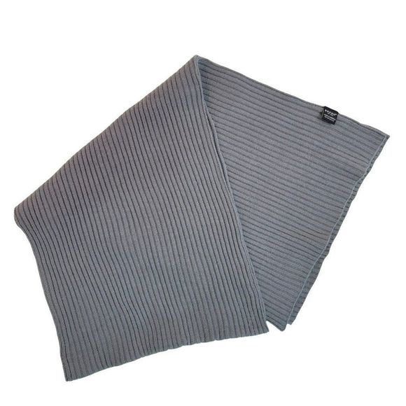 Gochu Neutral Gray Rectangle Scarf Wrap Grey Ribbed Long Comfy Warm 14x64 - Picture 2 of 6